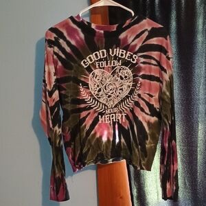 No Boundaries Tie-Dye Crop Top - Black, Pink, Green